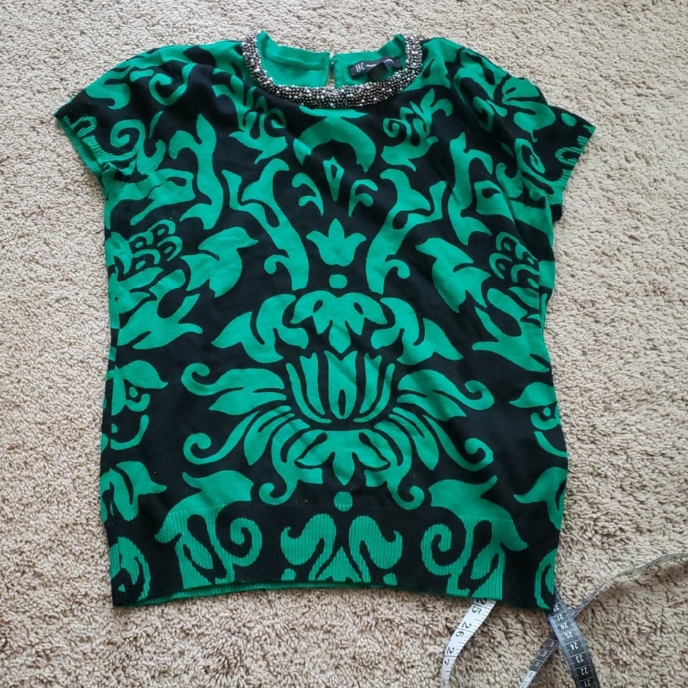 INC International Concepts Green and Black Blouse